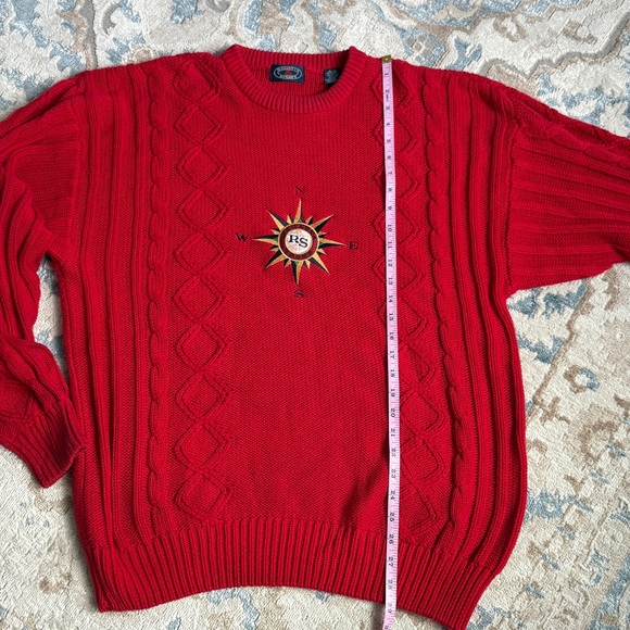 Vintage Nautical cable knit deep red sweater, crew neck by Regatta Sport size XL - Picture 10 of 10